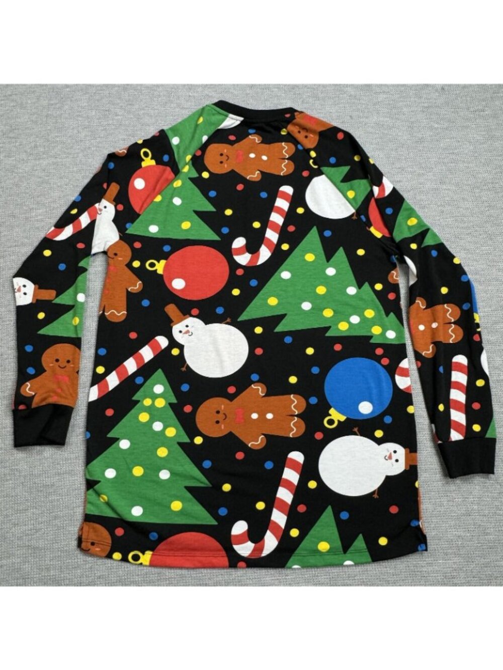 LuLaRoe Tunic Shirt Womens Size XS Black Christmas Theme Long Sleeve Henley Neck - Picture 6 of 16